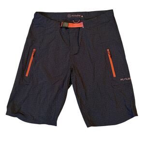 FlyLow Men's Summer Board Shorts Brown White Grid Large Outdoor Hiking Swim